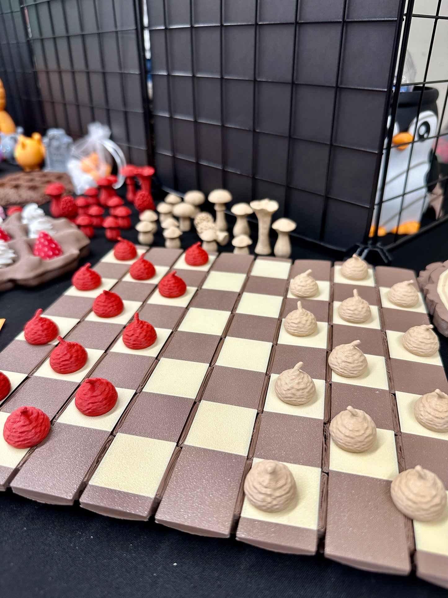 Forest Chess & Checkers Board, Foldable Chess Board, Mushroom Board Game